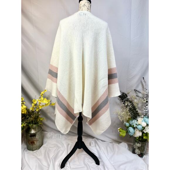 Steve Madden Kimono Shawl Wrap with Pastel Pink/Purple Stripes XL - Picture 8 of 8